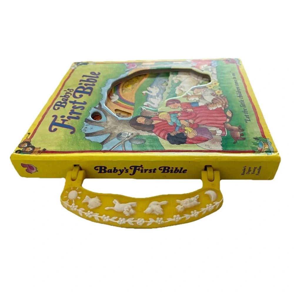Baby's First Bible Catholic Board Book Peek Trough Windows Carry Handle Vintage
